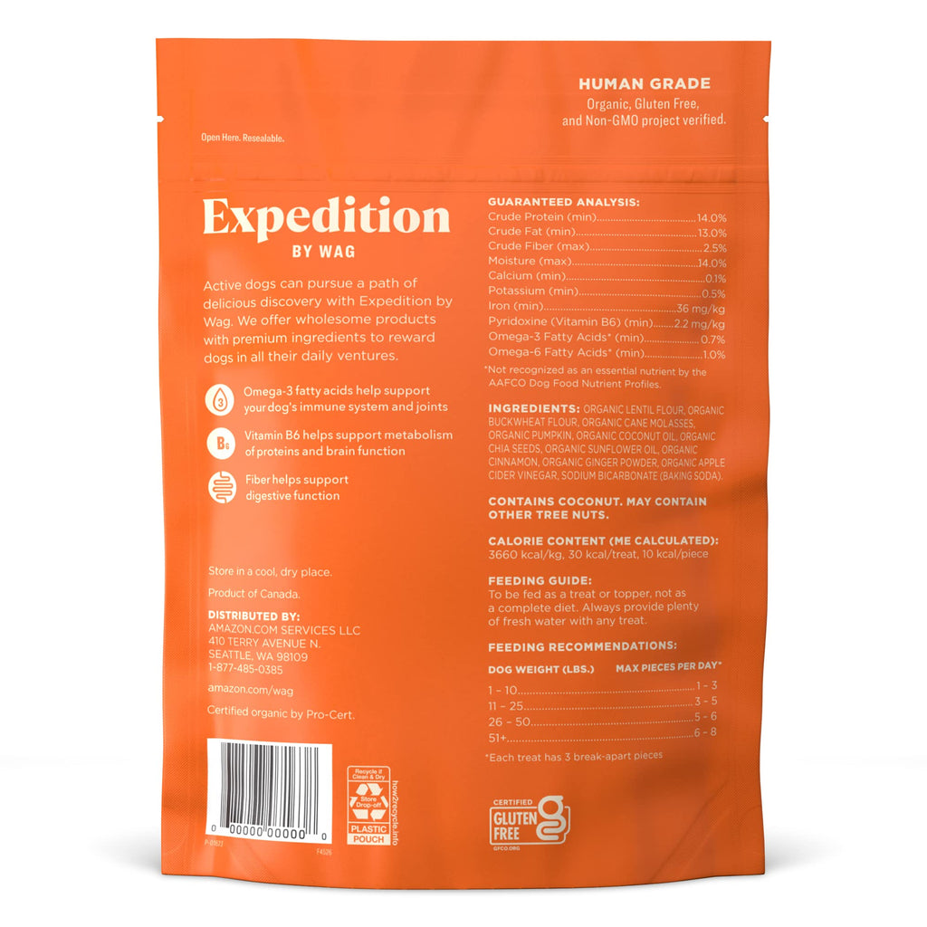 Wag Expedition Pumpkin Chia Dog Treats, Organic Biscuits - Pet Supplies by Handbags Specialist Headquarter | Available at Handbags Specialist Headquarter