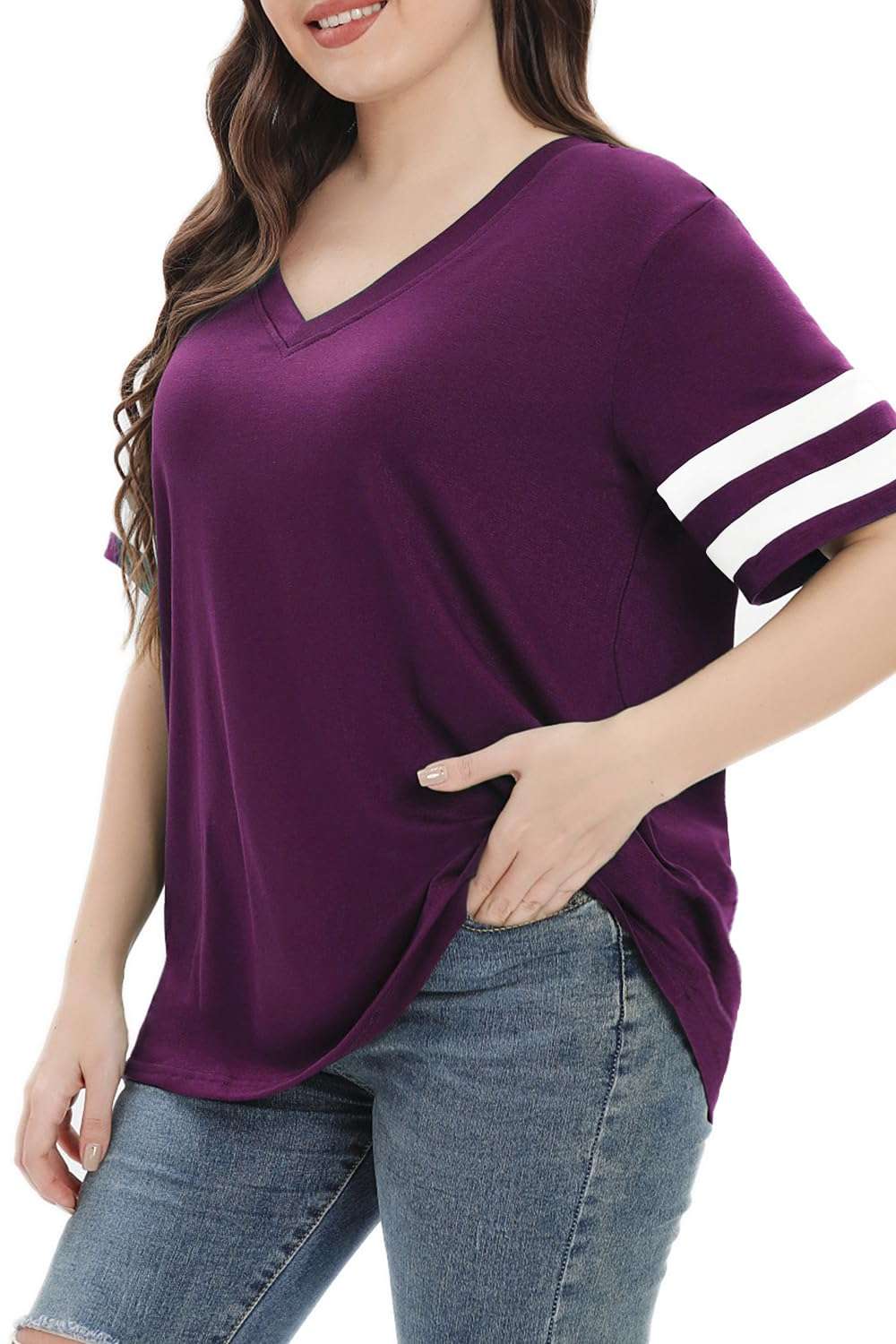 Summer V-Neck Plus Tunic Tee for Women 1X-5X - Woman T-Shirt by Handbags Specialist Headquarter | Available at Handbags Specialist Headquarter