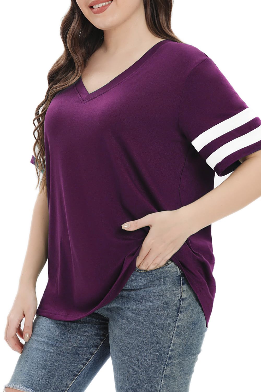 Summer V-Neck Plus Tunic Tee for Women 1X-5X - Woman T-Shirt by Handbags Specialist Headquarter | Available at Handbags Specialist Headquarter