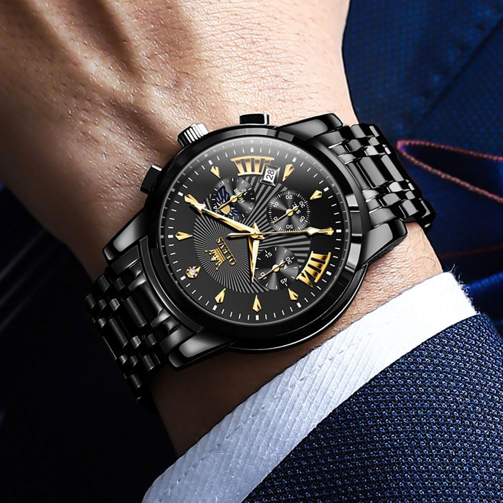 EclipseTime: Luminous Men's Luxury Chrono Watch