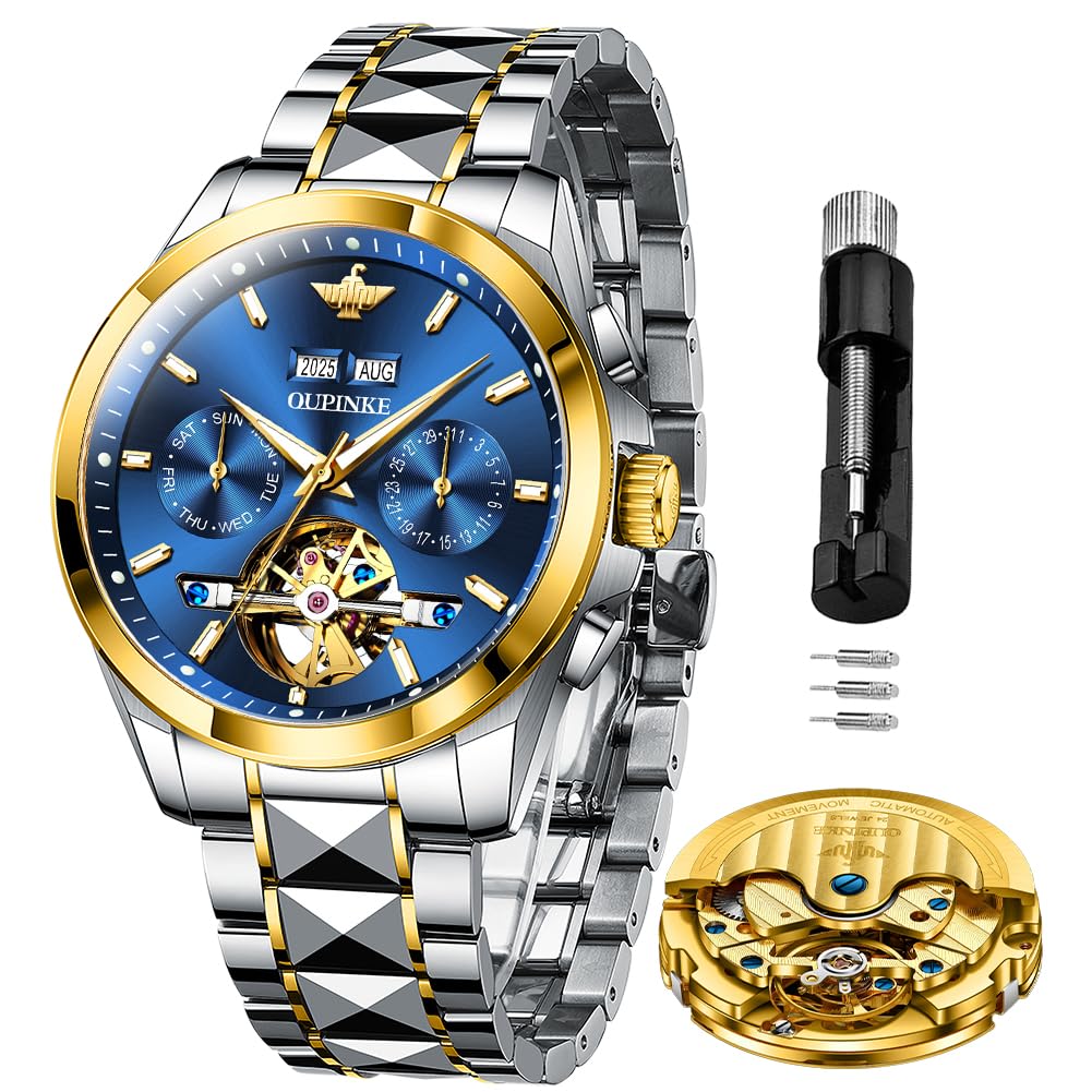 AzureGleam: Elite Men's Diamond Steel Watch