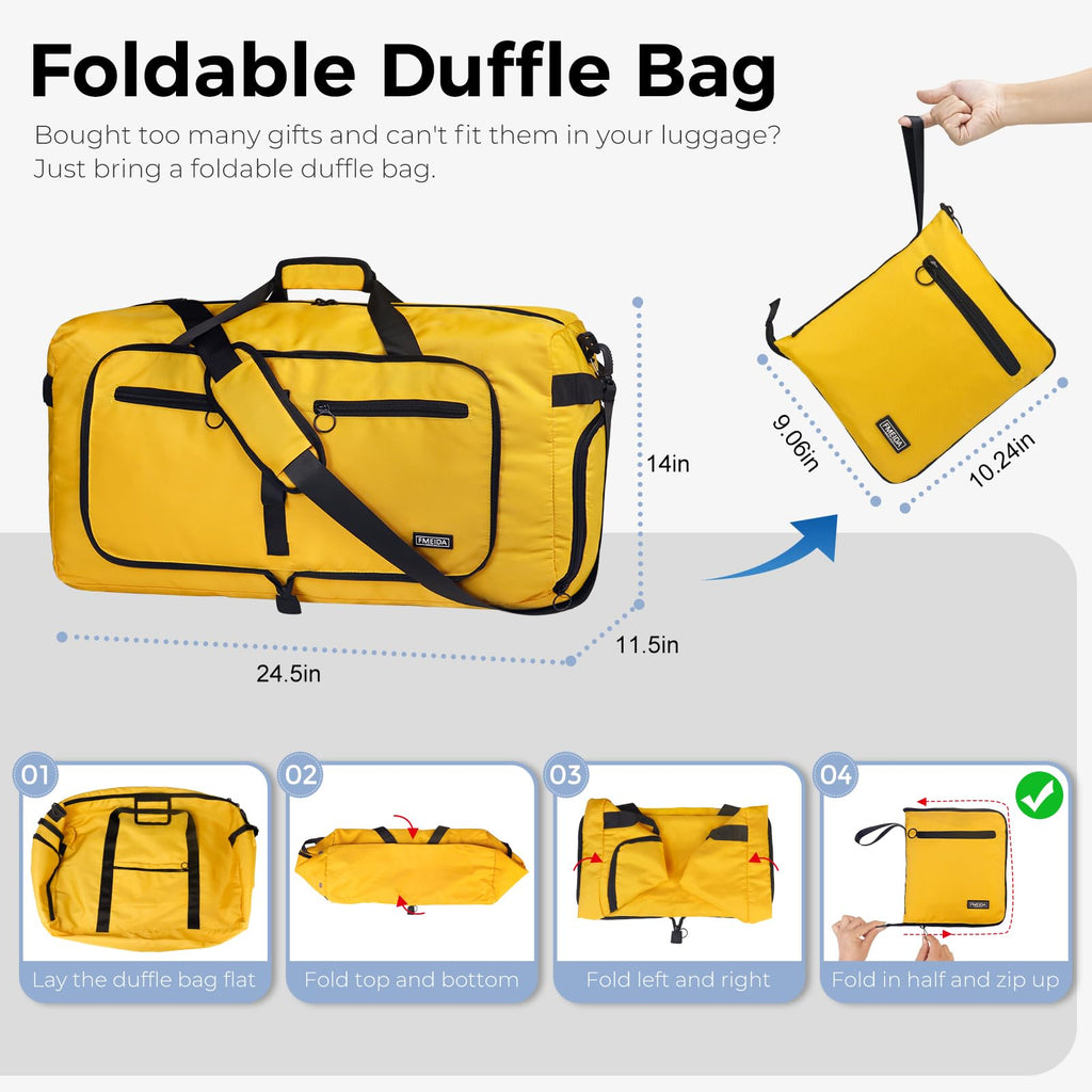 Foldable 65L Duffle Bag with Shoe Compartment