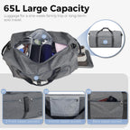 Foldable 65L Duffle Bag with Shoe Compartment