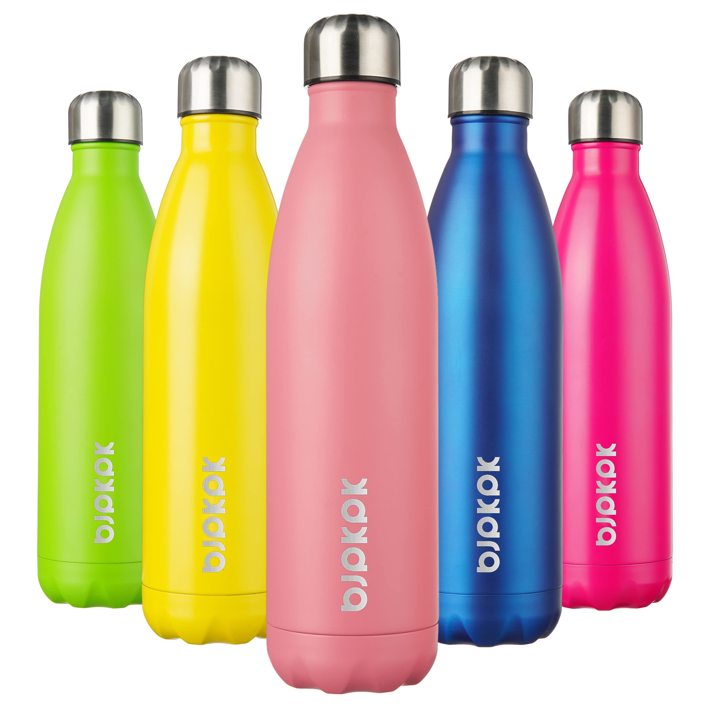 BJPKPK 17oz Insulated Stainless Steel Water Bottles,Sports Water Bottles Keep Cold for 24 Hours and Hot for 12 Hours,BPA Free for Travel,Pink