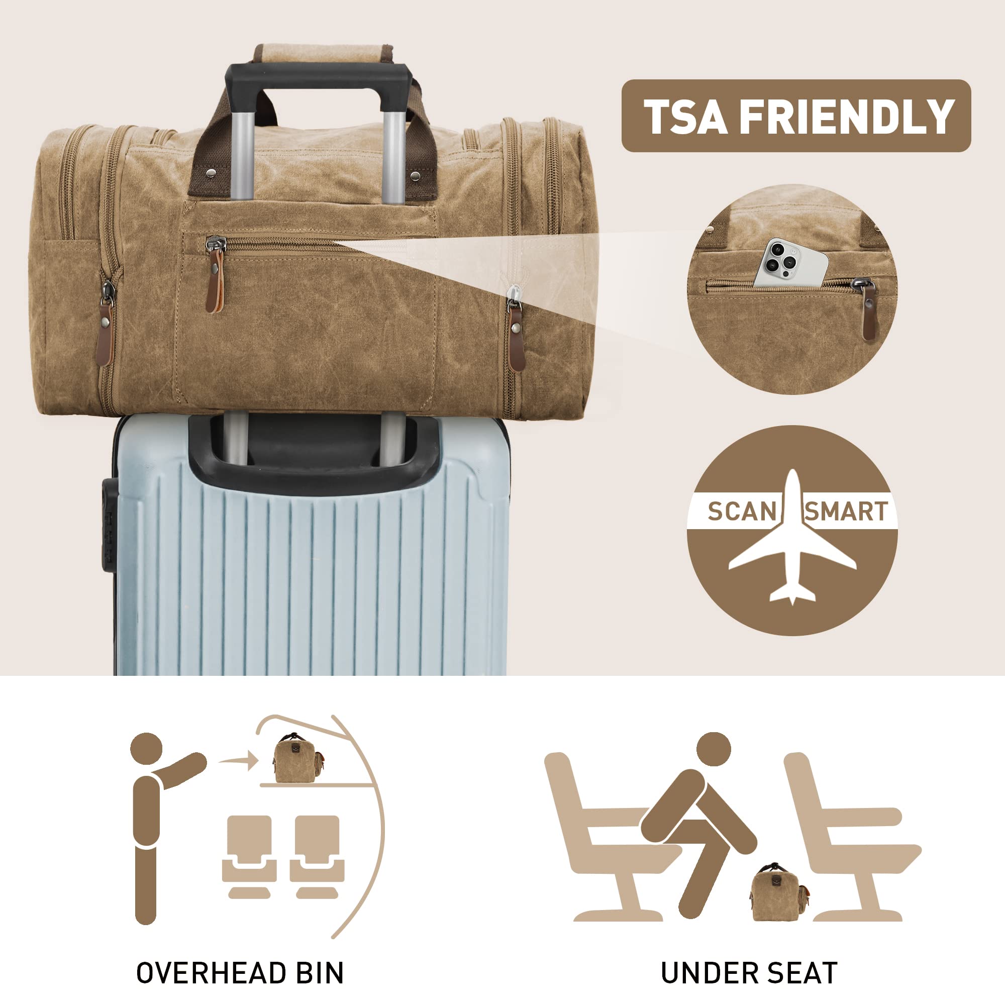 Wildroad 50L Waxed Canvas Waterproof Duffle Bag