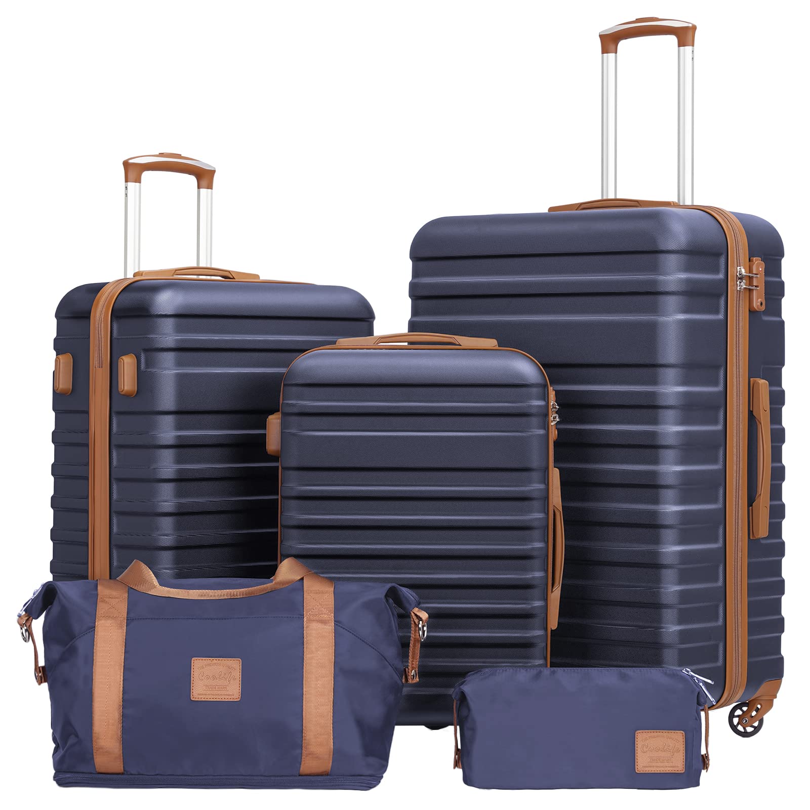 Coolife 3-Piece Hardside Luggage Set - Apricot White