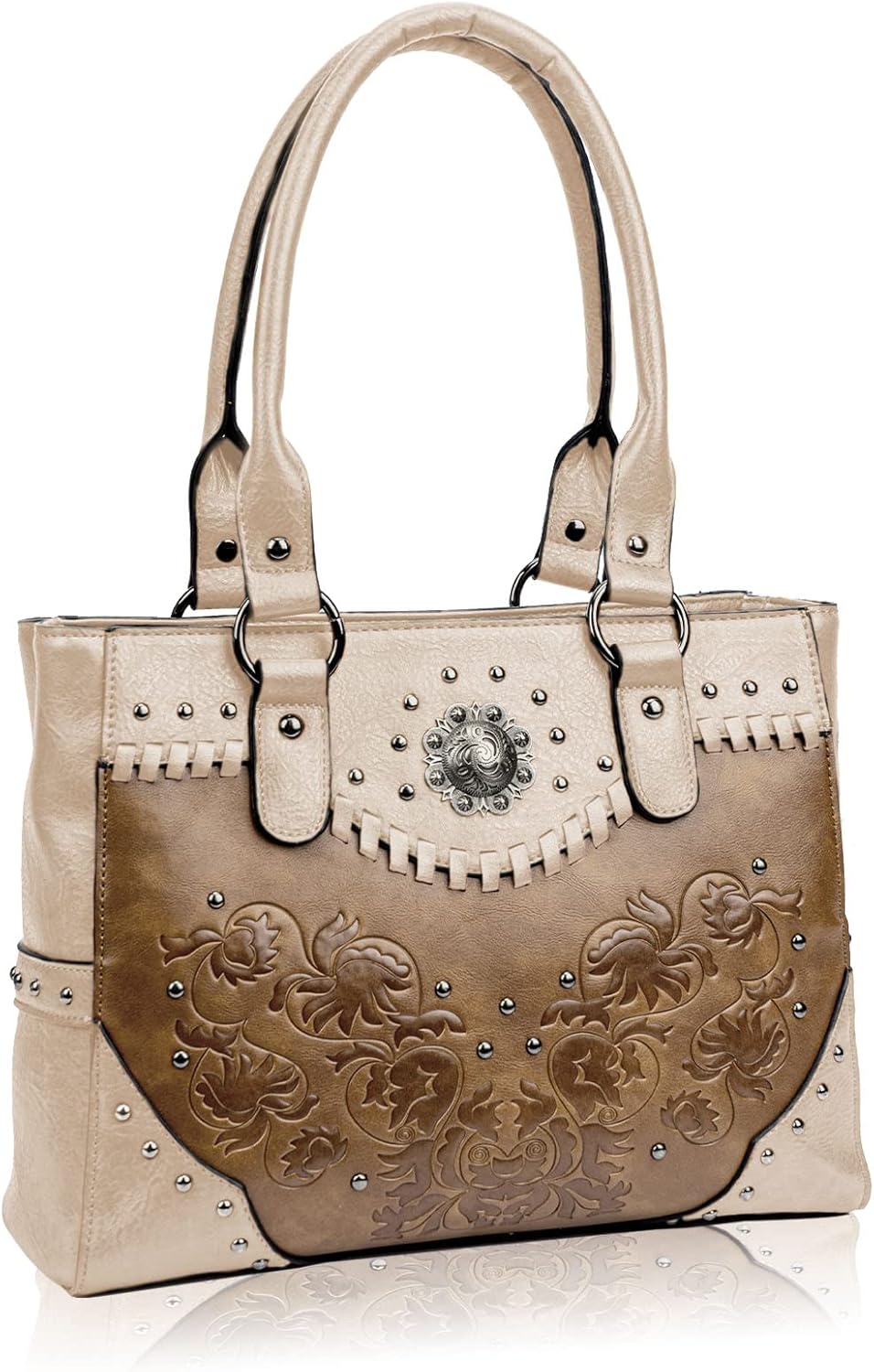 Vintage Western Tote: Embossed Concho Shoulder Bag - Totes by Handbags Specialist Headquarter | Available at Handbags Specialist Headquarter