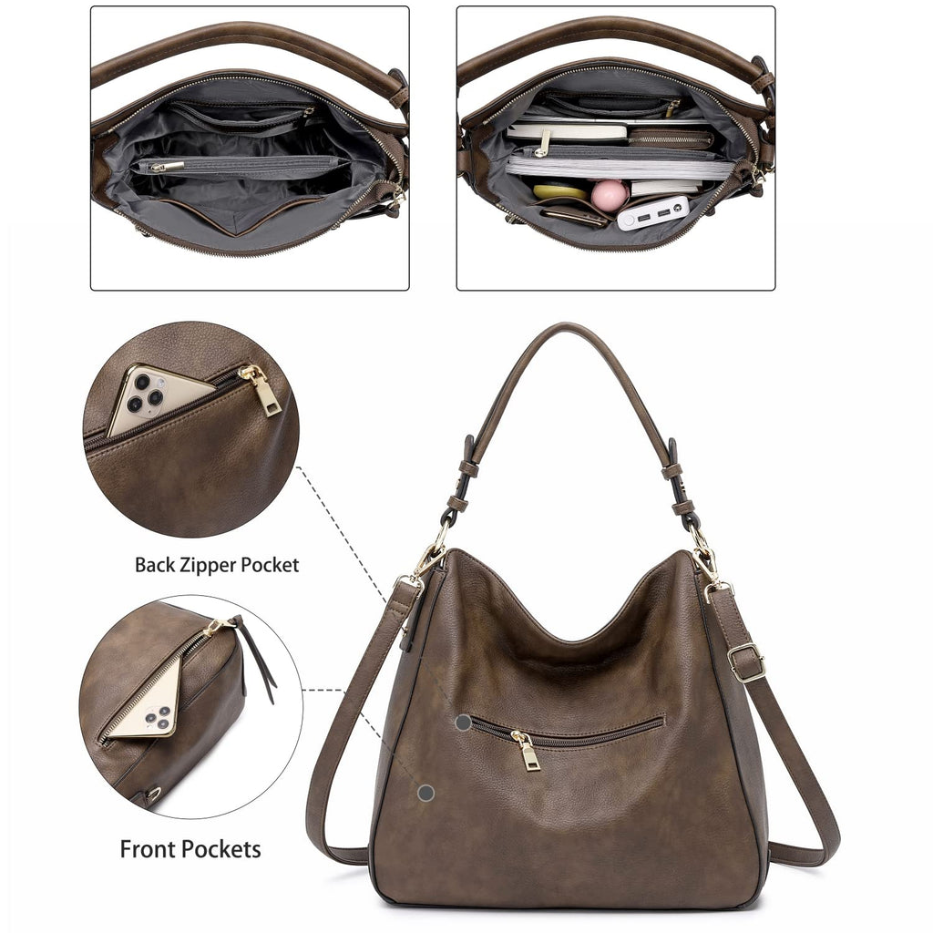 Lapsting Boho Faux Leather Hobo Shoulder Bag