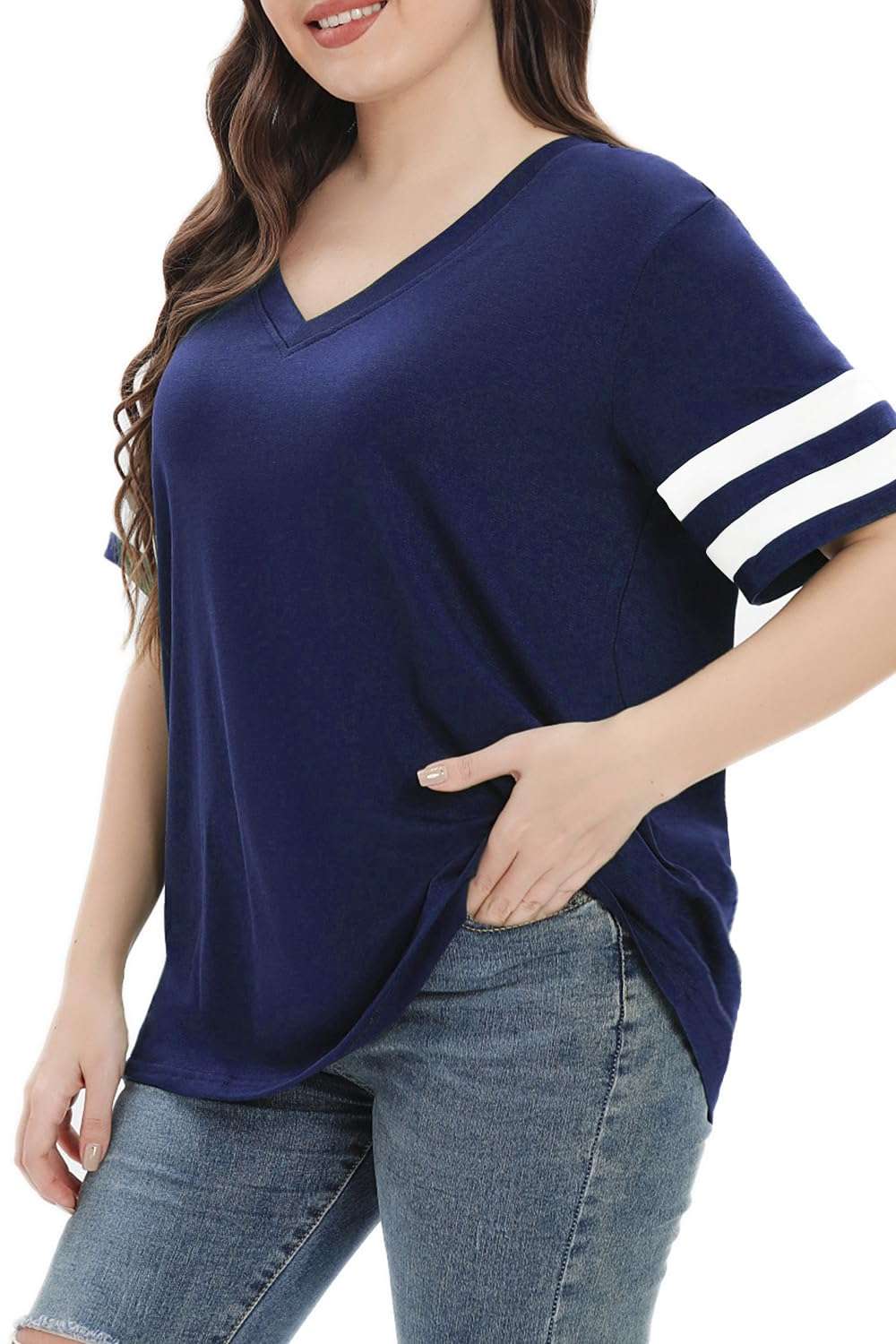 Summer V-Neck Plus Tunic Tee for Women 1X-5X - Woman T-Shirt by Handbags Specialist Headquarter | Available at Handbags Specialist Headquarter