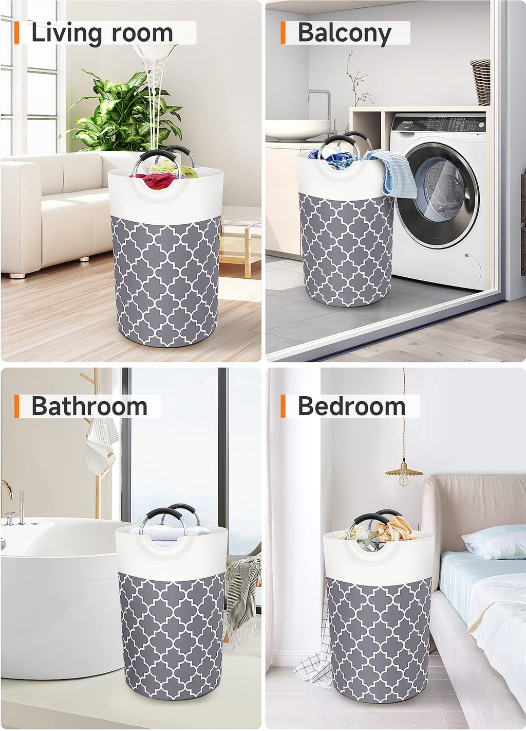 Collapsible Hamper Bag - Grey - Laundry Baskets by Handbags Specialist Headquarter | Available at Handbags Specialist Headquarter