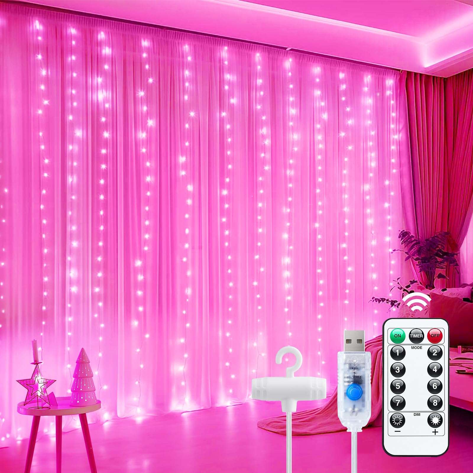 Minetom 300 LED Dimmable Fairy Curtain Lights - Decor by Handbags Specialist Headquarter | Available at Handbags Specialist Headquarter