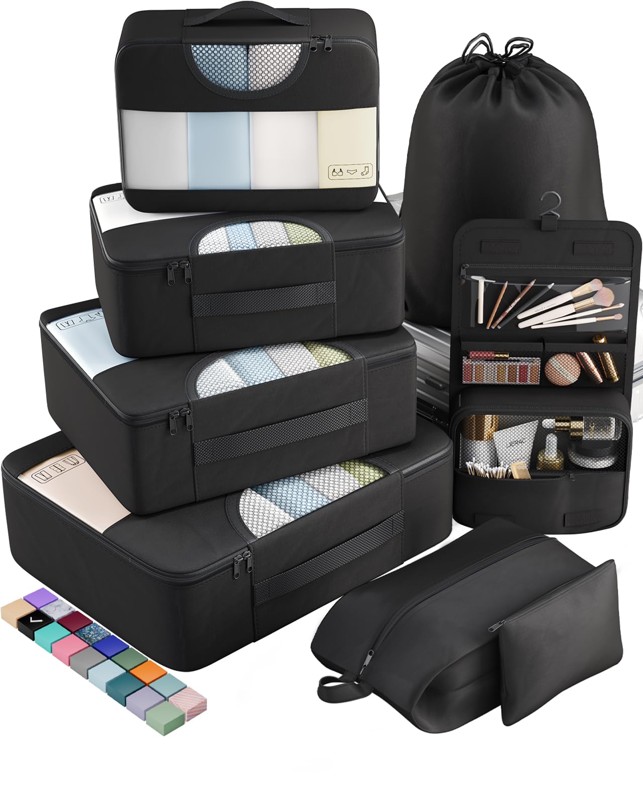 Veken Travel Cubes - 8 Piece Set - Luggage Travel Bags by Handbags Specialist Headquarter | Available at Handbags Specialist Headquarter