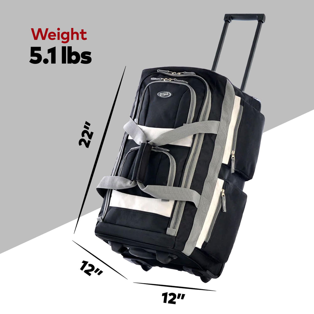 Olympia 22 Max Wheeled Duffel: 8-Pocket Water-Resist -  by Handbags Specialist Headquarter | Available at Handbags Specialist Headquarter