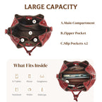 S-ZONE Luxe Leather Drawstring Bucket Bag -  by Handbags Specialist Headquarter | Available at Handbags Specialist Headquarter