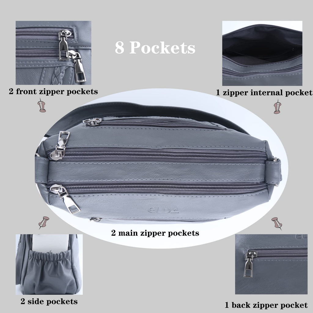 ELDA Chic Crossbody: Soft PU Leather Multi-Pocket Bag - Handbags by Handbags Specialist Headquarter | Available at Handbags Specialist Headquarter
