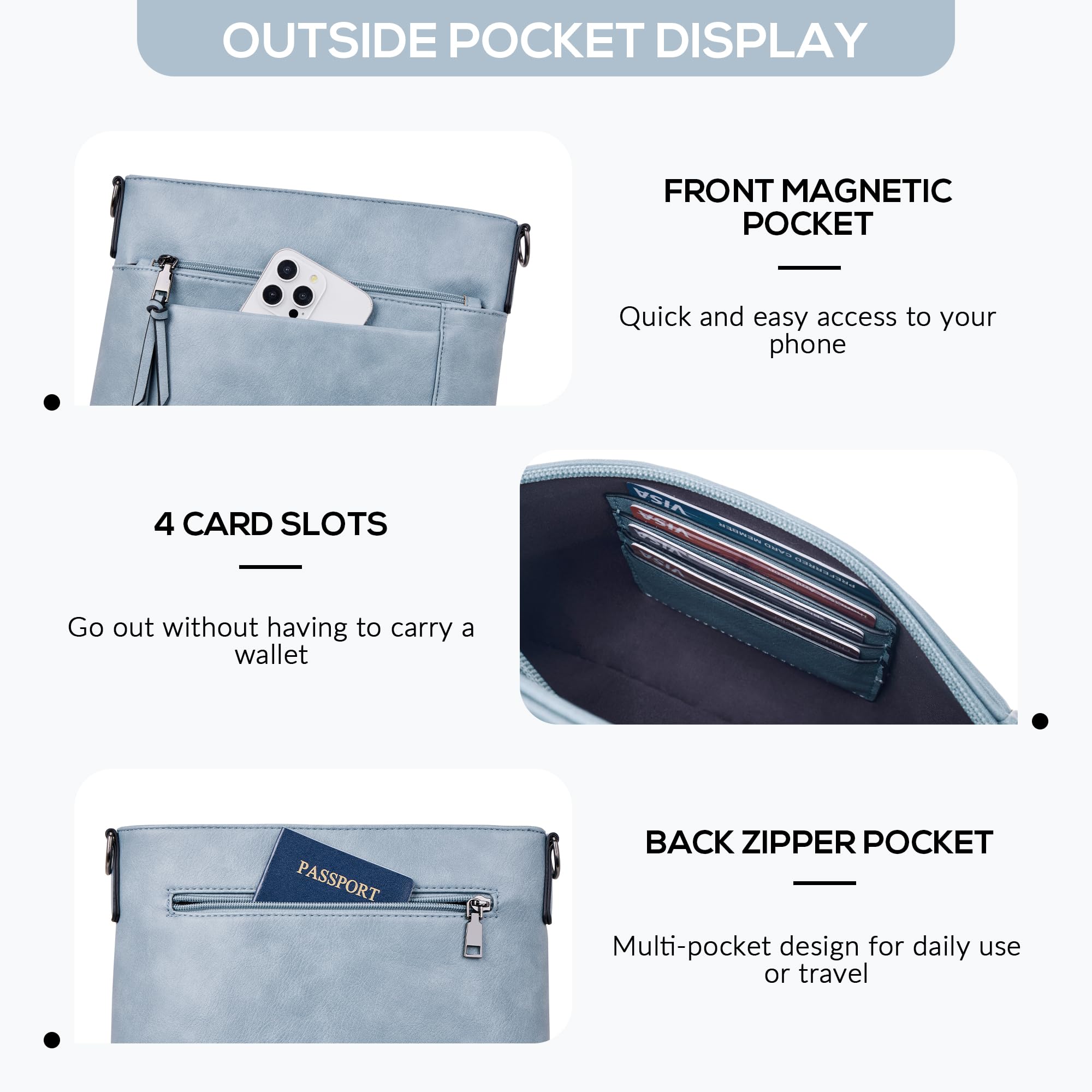 Chic Leather Crossbody with Card Slots for Women -  by Handbags Specialist Headquarter | Available at Handbags Specialist Headquarter