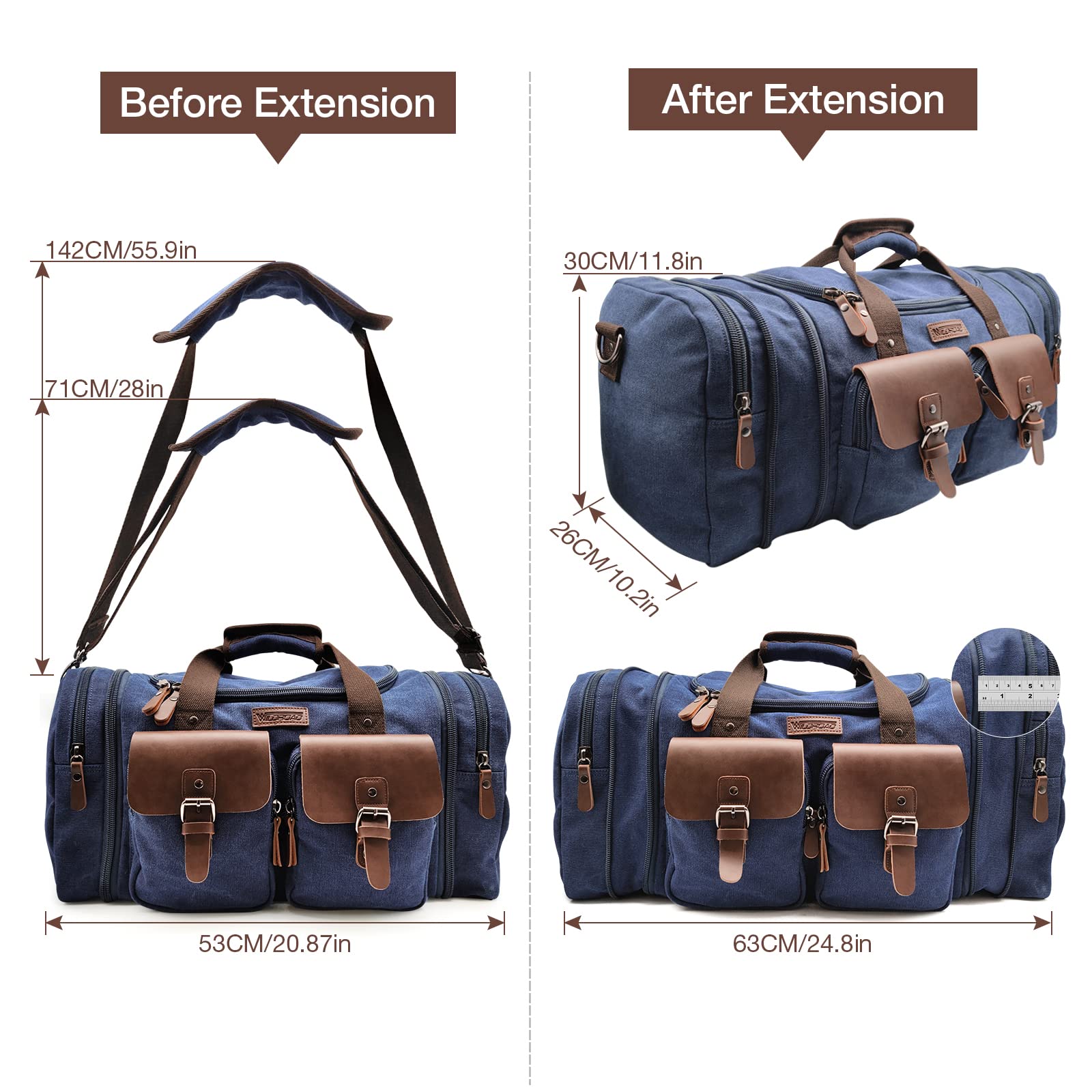 Wildroad 50L Waxed Canvas Waterproof Duffle Bag