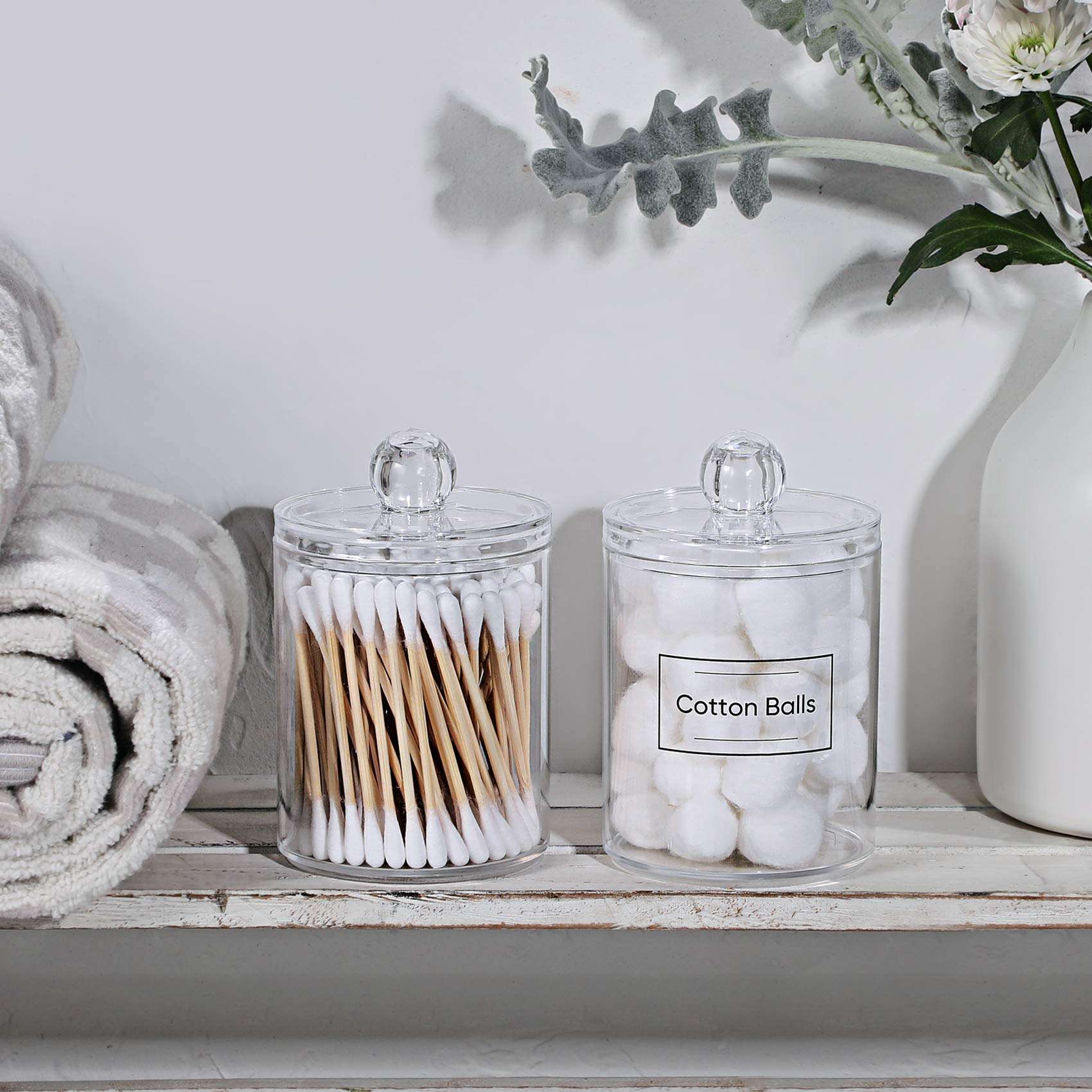 Clear Acrylic Qtip Dispenser Set - 4 Pack - Decor by Handbags Specialist Headquarter | Available at Handbags Specialist Headquarter