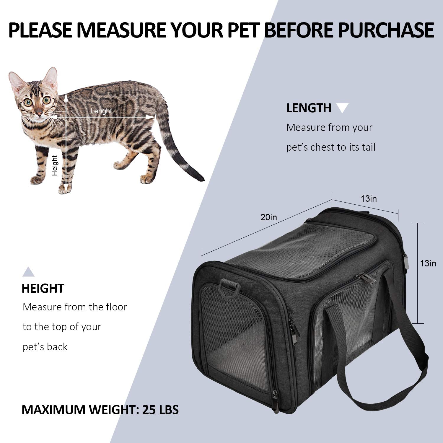 PawsVoyage: Grey TSA-Approved Pet Carrier (15lbs Max) -  by Handbags Specialist Headquarter | Available at Handbags Specialist Headquarter