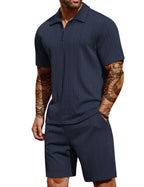 COOFANDY Men's 2 Piece Polo Shirt & Shorts Set