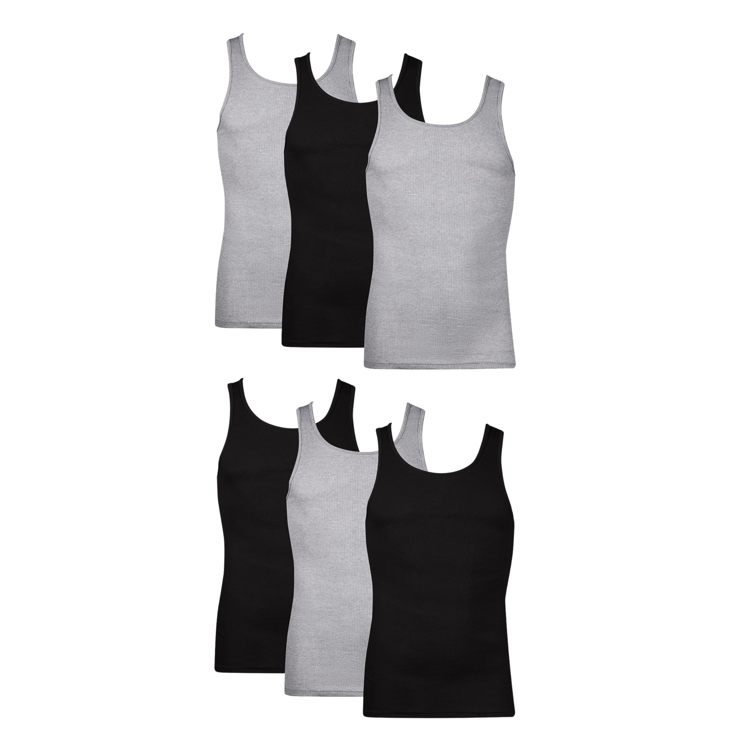 CoolFlex Men's Ribbed Tank Pack - White/Black/Gray