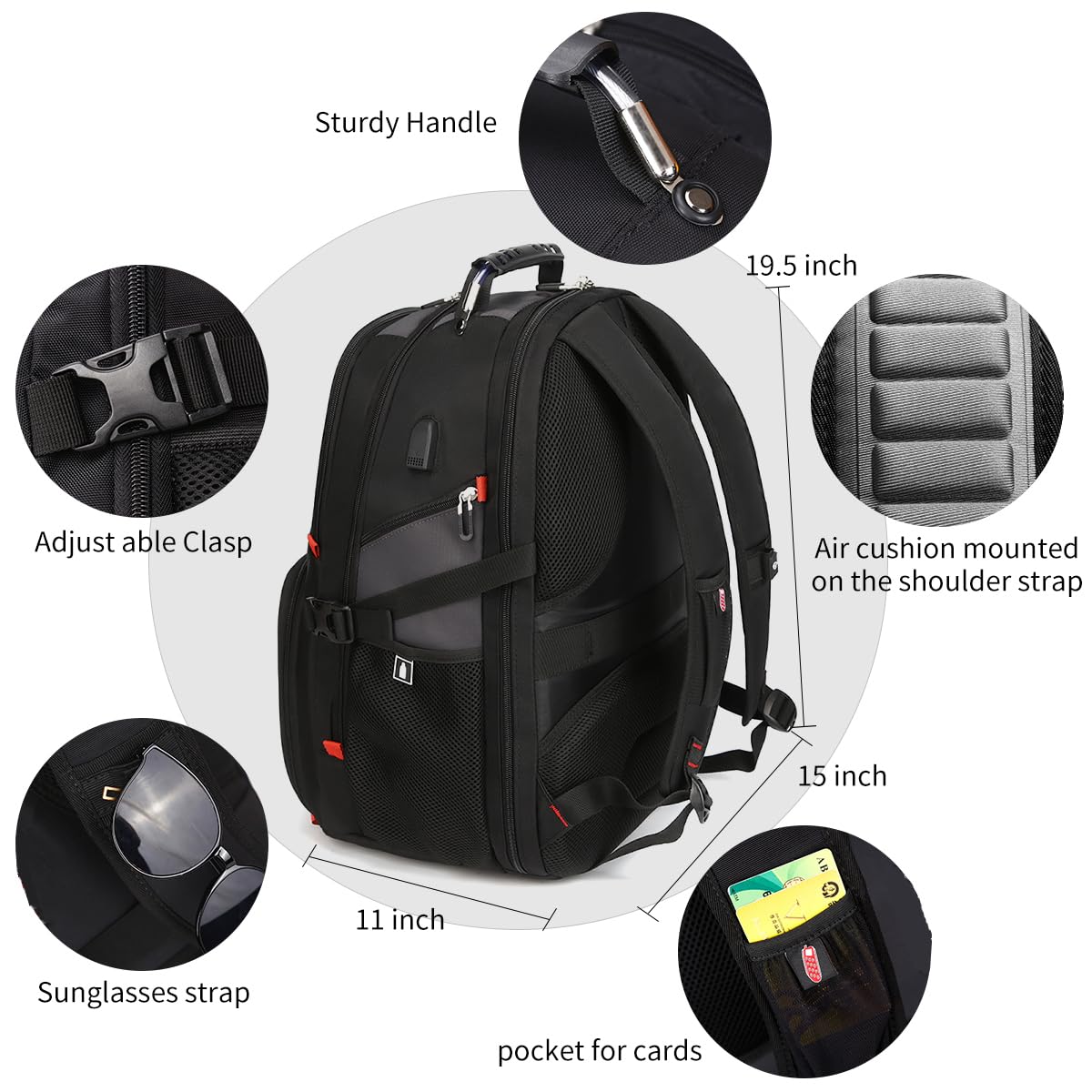 SHRRADOO 50L USB Travel Laptop Backpack - Airline Approved - Backpack Bags by Handbags Specialist Headquarter | Available at Handbags Specialist Headquarter