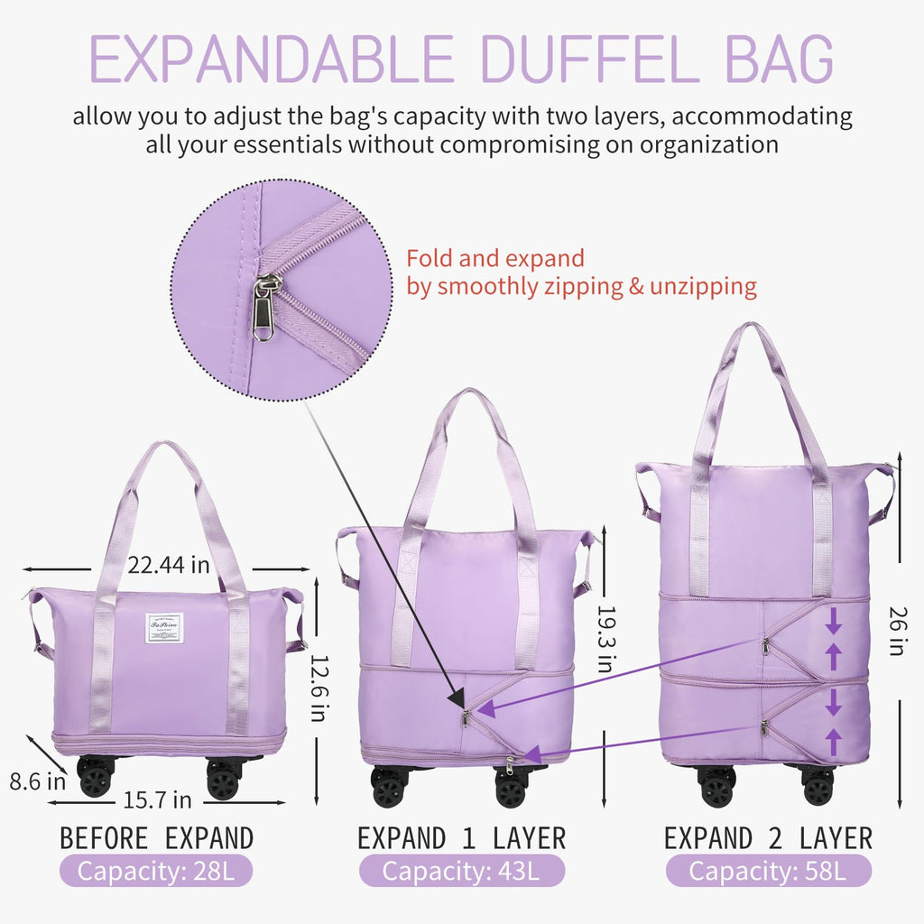 VoyagePro Expandable Wheeled Duffle Bag -  by Handbags Specialist Headquarter | Available at Handbags Specialist Headquarter