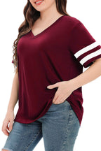 Summer V-Neck Plus Tunic Tee for Women 1X-5X - Woman T-Shirt by Handbags Specialist Headquarter | Available at Handbags Specialist Headquarter