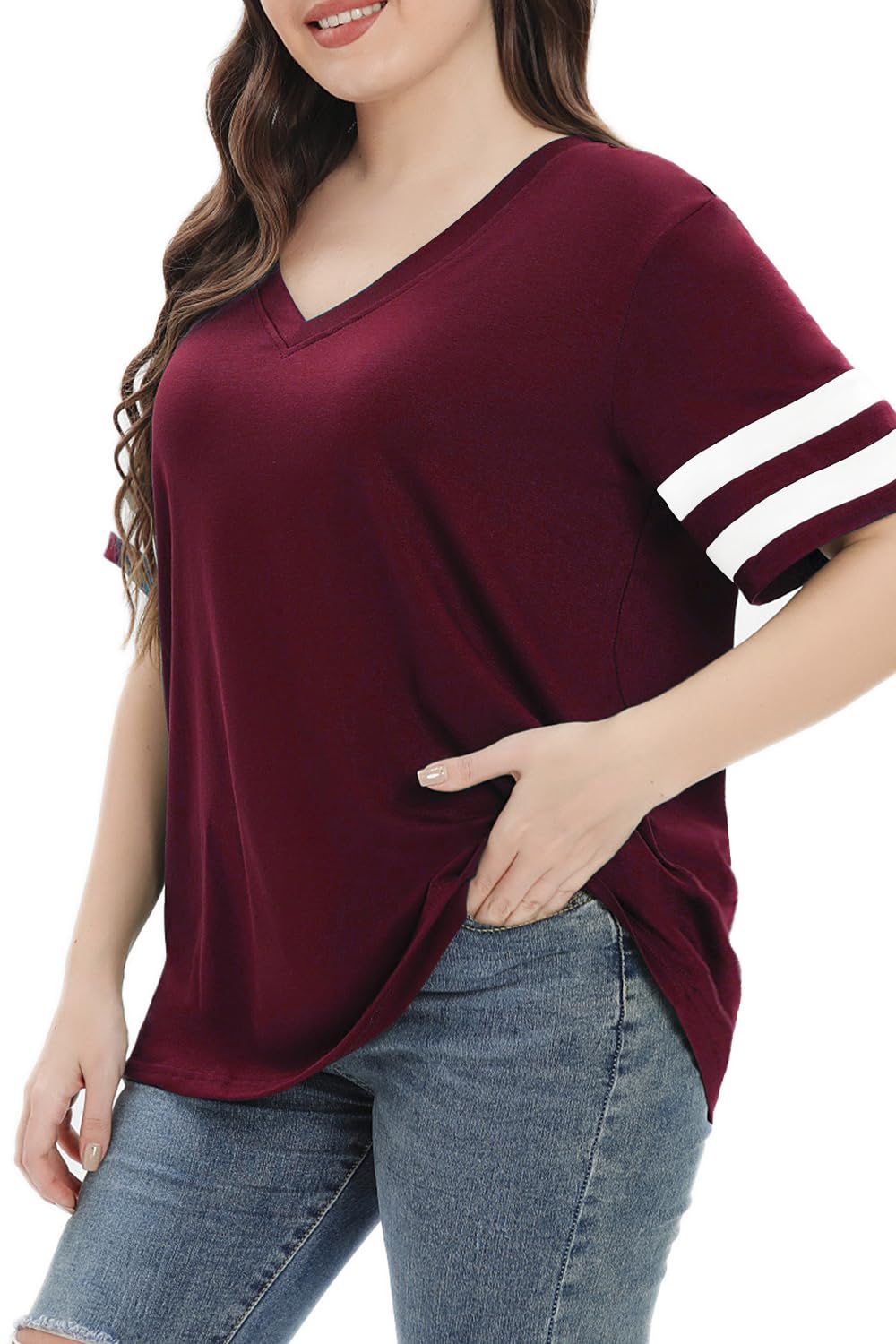 Summer V-Neck Plus Tunic Tee for Women 1X-5X - Woman T-Shirt by Handbags Specialist Headquarter | Available at Handbags Specialist Headquarter