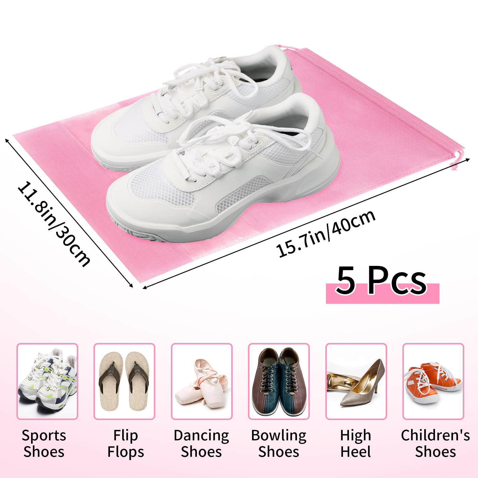 Travel Clear Shoe Bags - 5 Pack Waterproof Storage -  by Handbags Specialist Headquarter | Available at Handbags Specialist Headquarter