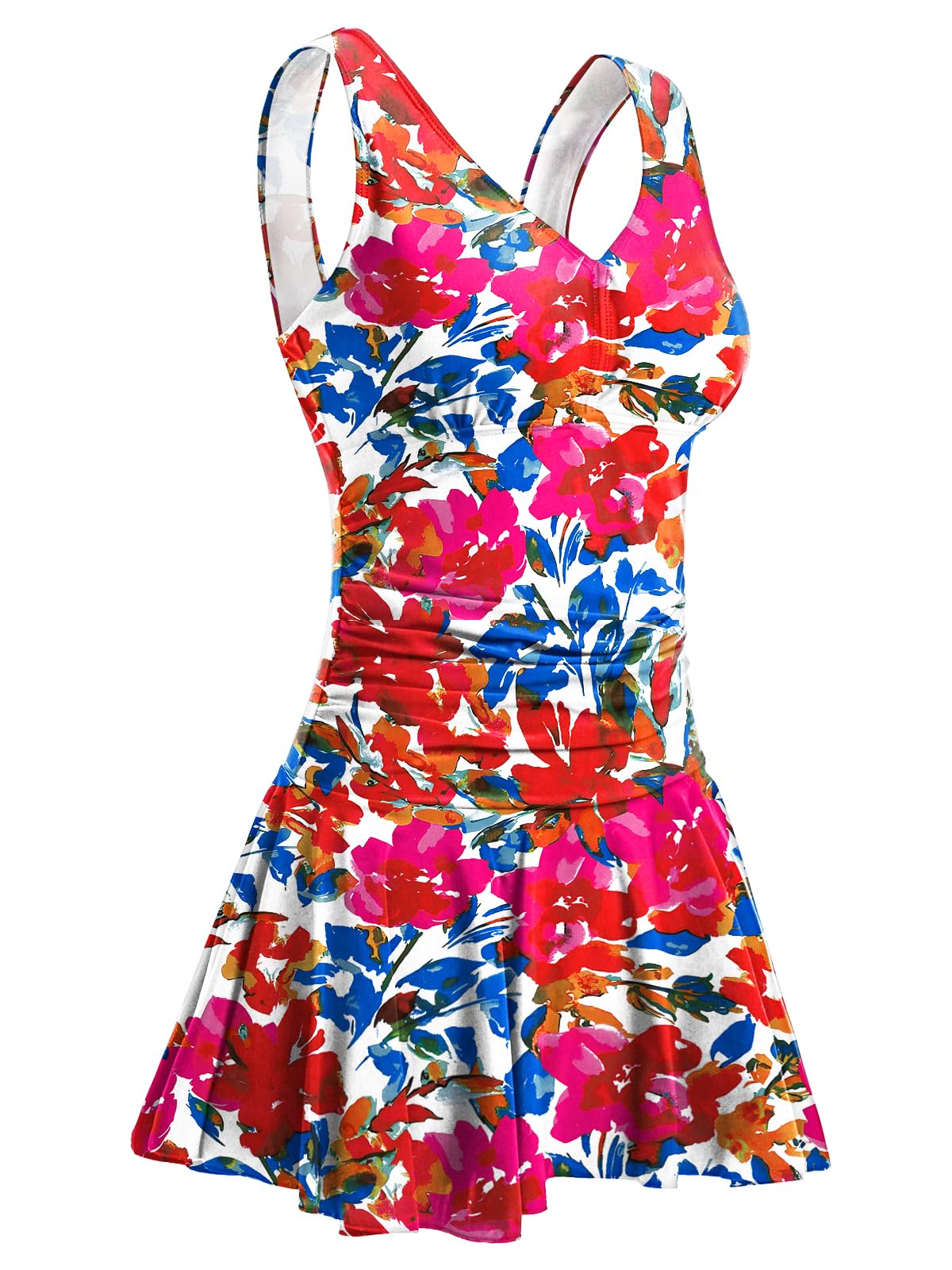 Plus Size Floral Shaping One Piece Swim Dress