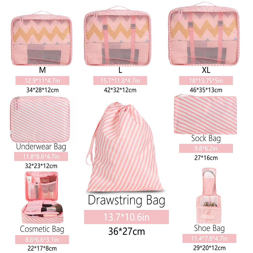 TravelMate 8-Piece Packing Cubes - Luggage Travel Bags by Handbags Specialist Headquarter | Available at Handbags Specialist Headquarter