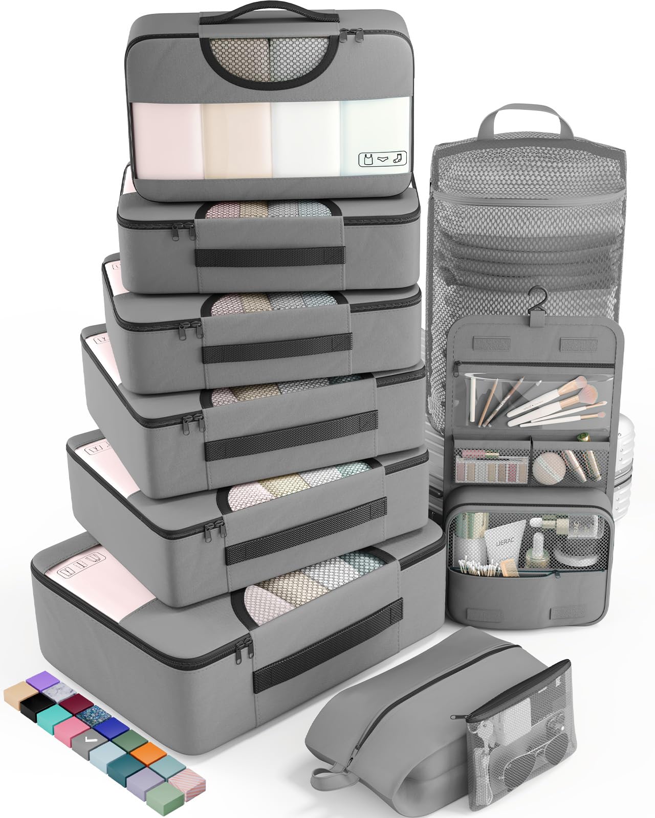 Veken Travel Cubes - 8 Piece Set - Luggage Travel Bags by Handbags Specialist Headquarter | Available at Handbags Specialist Headquarter