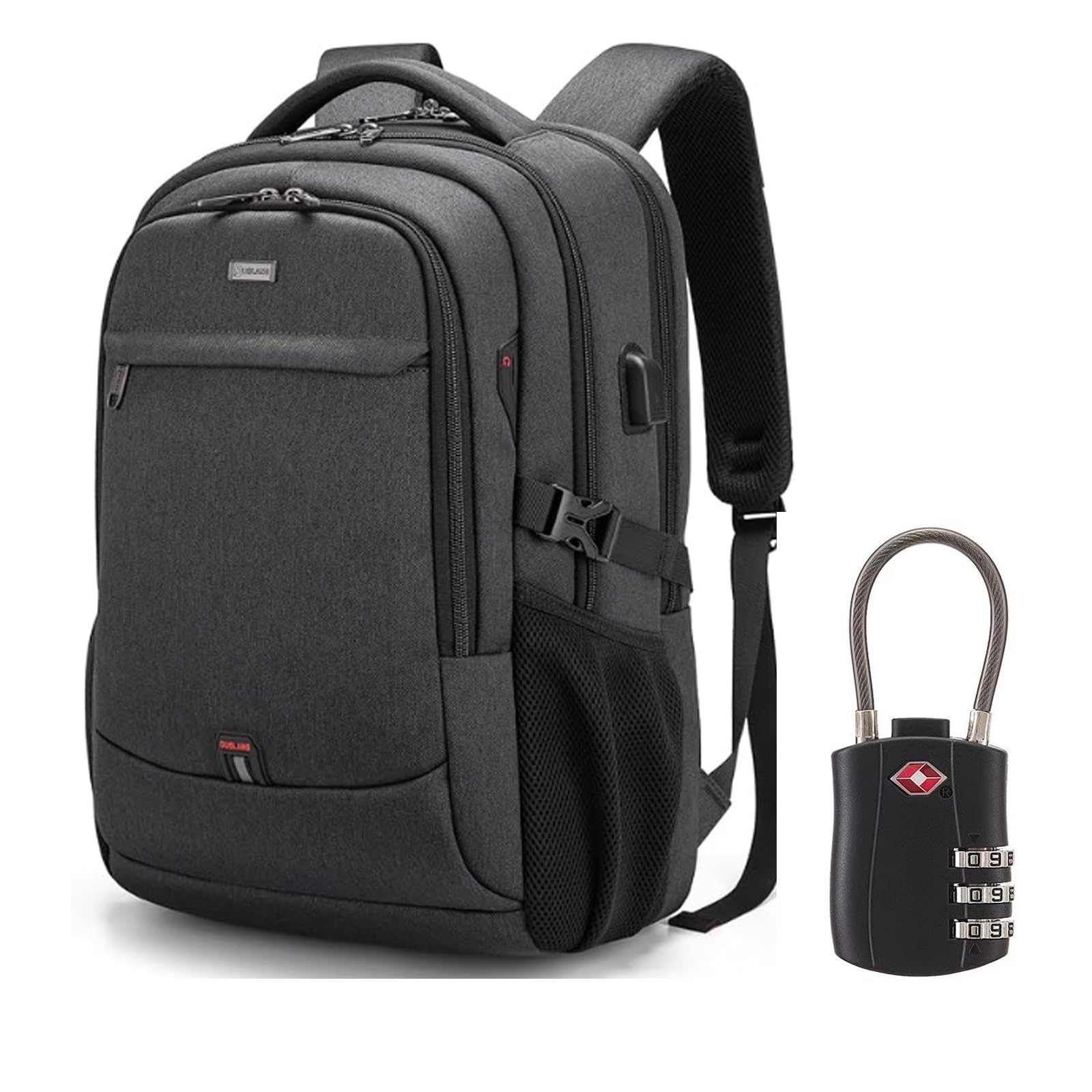 DUSLANG Travel Laptop Backpack with USB Port - Black - Backpack Bags by Handbags Specialist Headquarter | Available at Handbags Specialist Headquarter