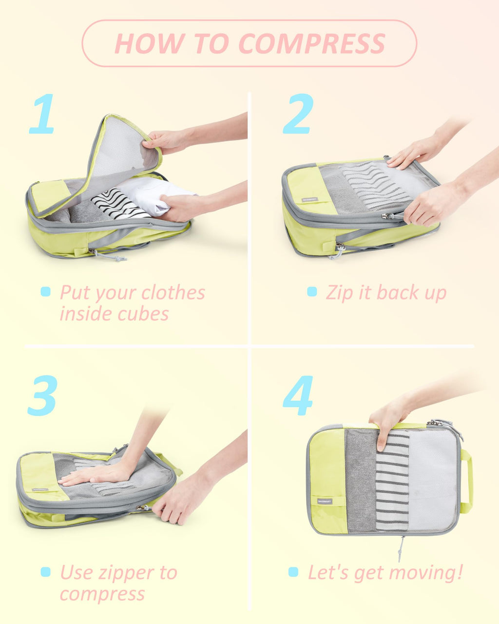 PackPro 6 Set Compression Cubes for Travel - Luggage Travel Bags by Handbags Specialist Headquarter | Available at Handbags Specialist Headquarter