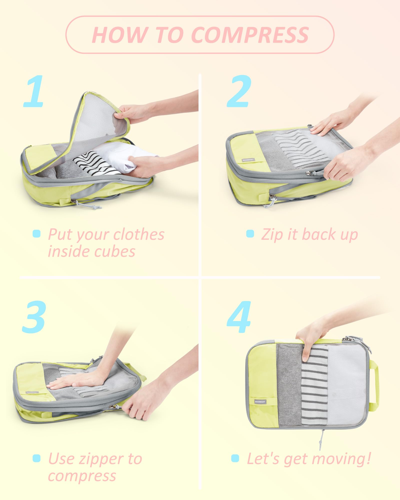 PackPro 6 Set Compression Cubes for Travel - Luggage Travel Bags by Handbags Specialist Headquarter | Available at Handbags Specialist Headquarter