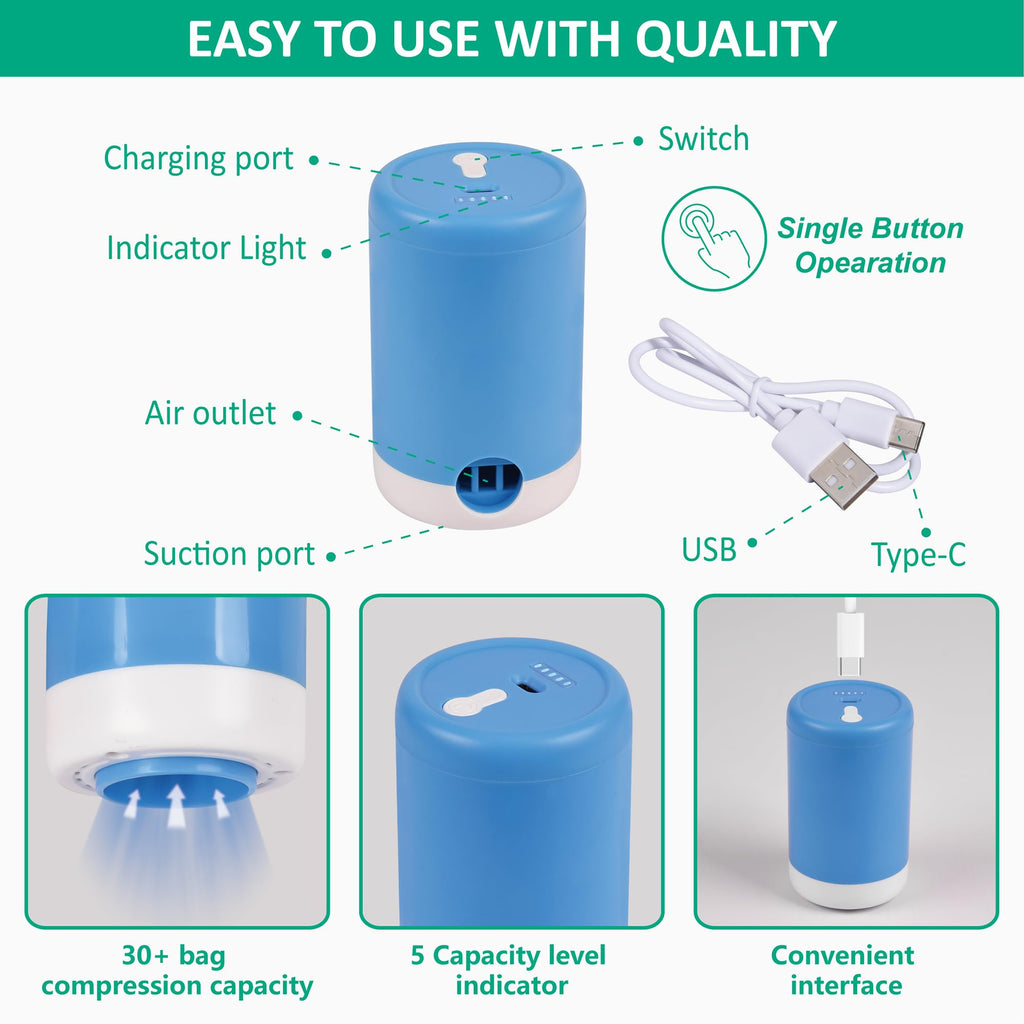 CozyVac Travel Bags with Pump - 6 Pack Space Savers -  by Handbags Specialist Headquarter | Available at Handbags Specialist Headquarter