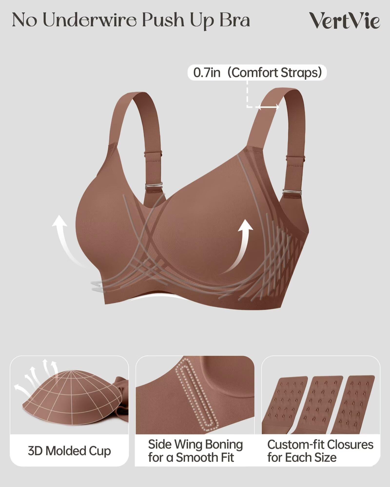 Vertvie Seamless Wireless Push-Up Bralette