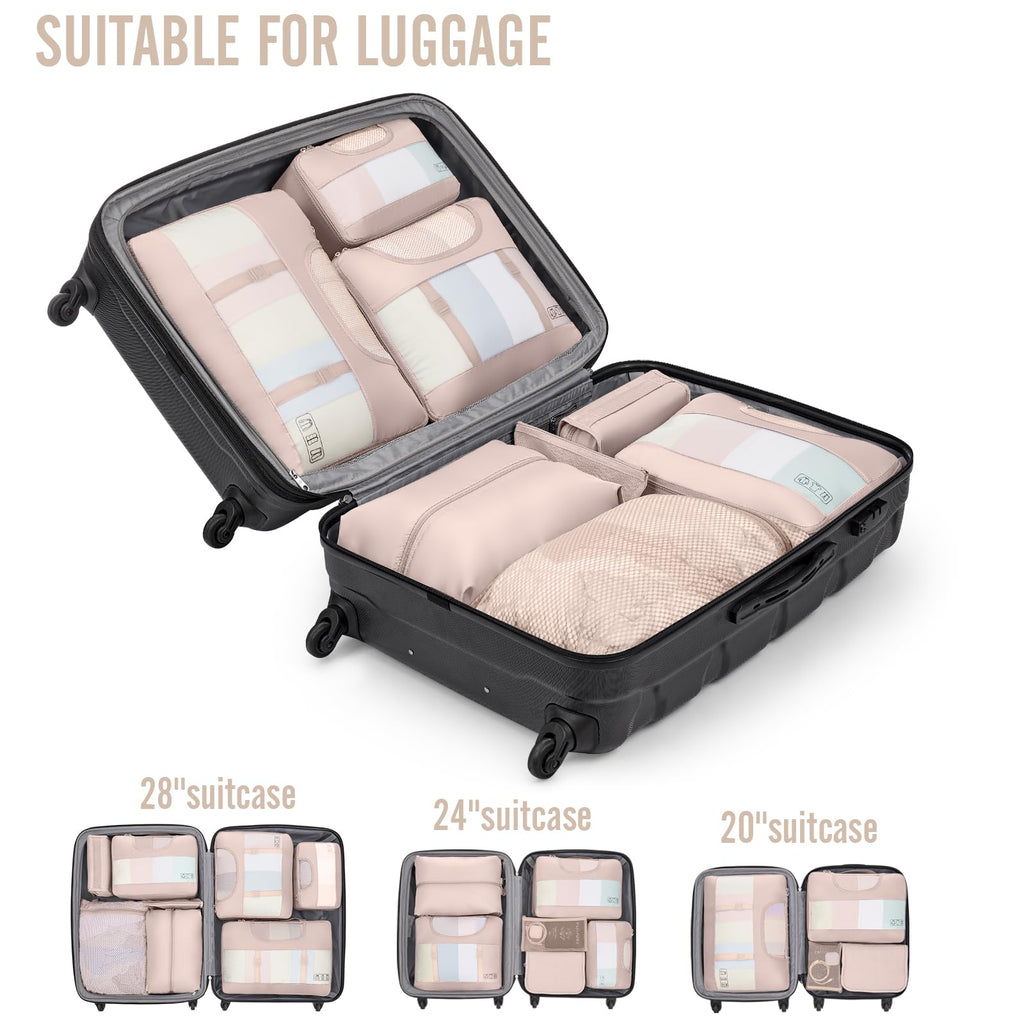 Veken Travel Cubes - 8 Piece Set - Luggage Travel Bags by Handbags Specialist Headquarter | Available at Handbags Specialist Headquarter