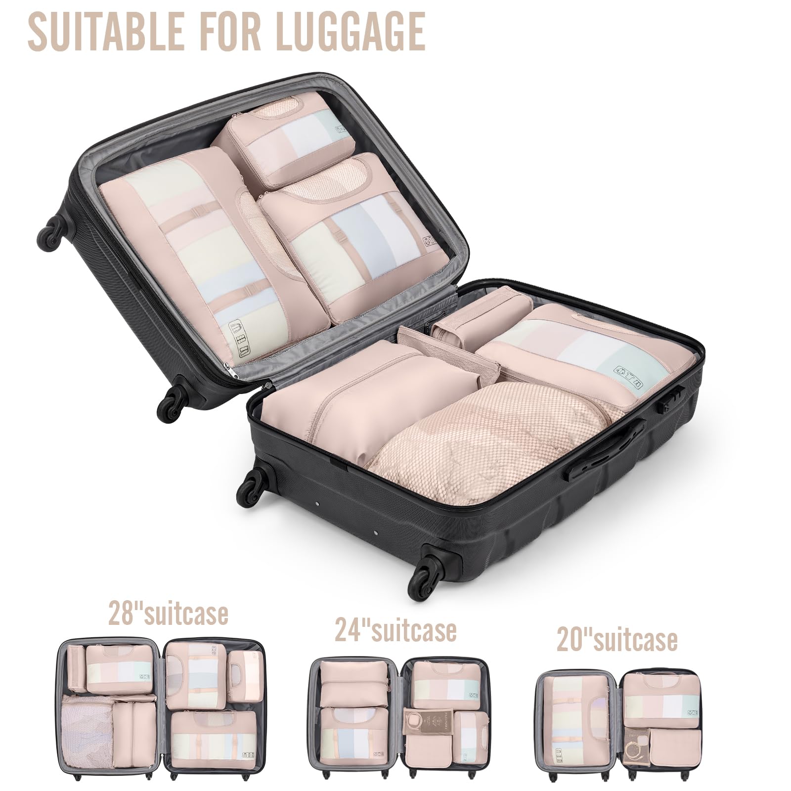 Veken Travel Cubes - 8 Piece Set - Luggage Travel Bags by Handbags Specialist Headquarter | Available at Handbags Specialist Headquarter