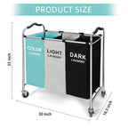 Wheeled 3-Section Laundry Cart - 240l Organizer - Laundry Baskets by Handbags Specialist Headquarter | Available at Handbags Specialist Headquarter