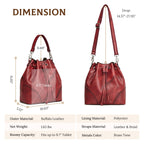 S-ZONE Luxe Leather Drawstring Bucket Bag -  by Handbags Specialist Headquarter | Available at Handbags Specialist Headquarter