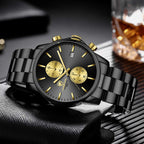 Golden Hour Elite Chrono Steel Men’s Quartz Watch