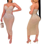 Women's Diamond Long Sleeve Party Club Dress