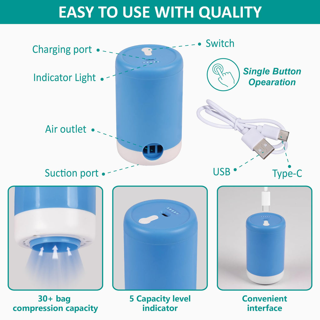 CozyVac Travel Bags with Pump - 6 Pack Space Savers -  by Handbags Specialist Headquarter | Available at Handbags Specialist Headquarter