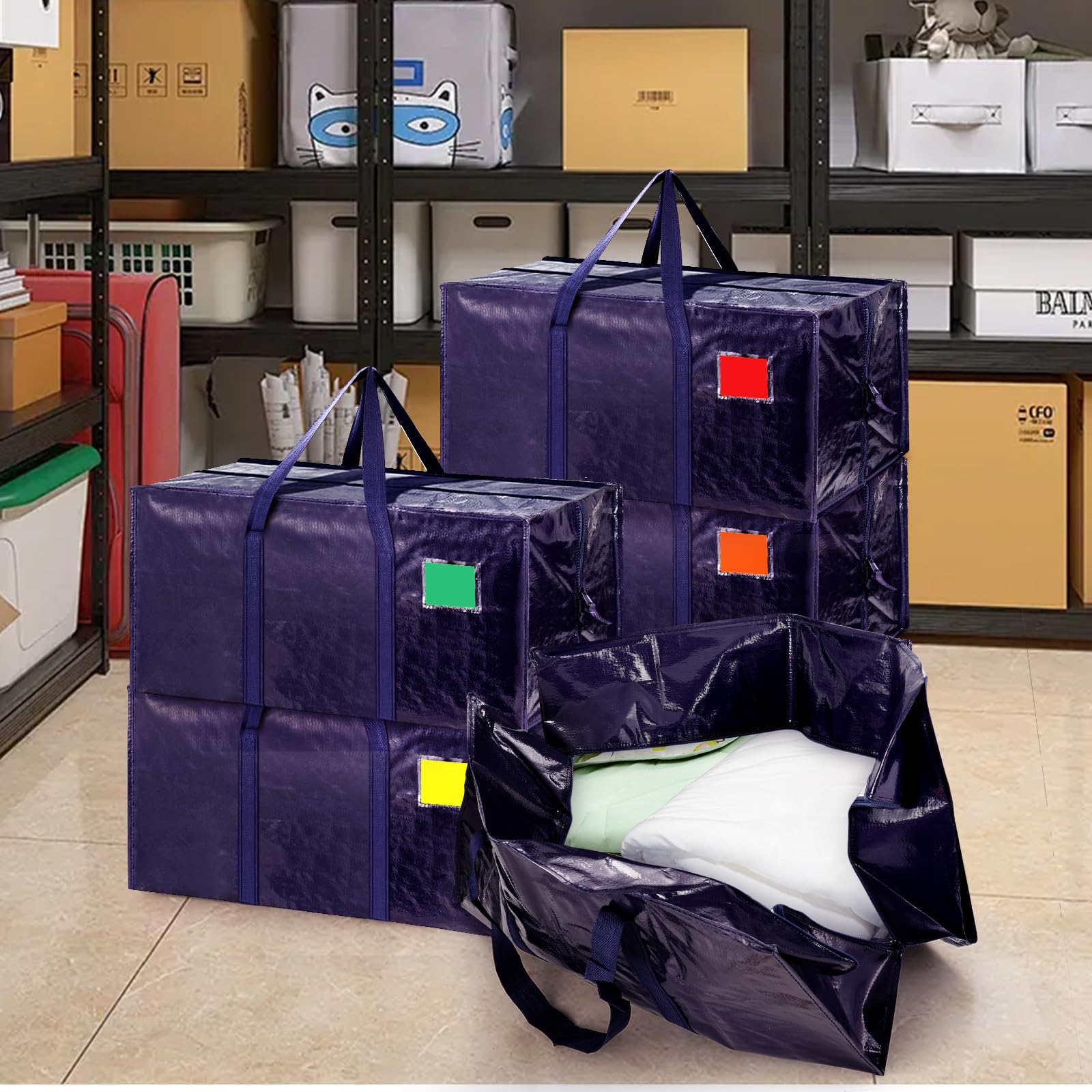 6 Pack XL Heavy Duty Moving Bags - Dark Blue