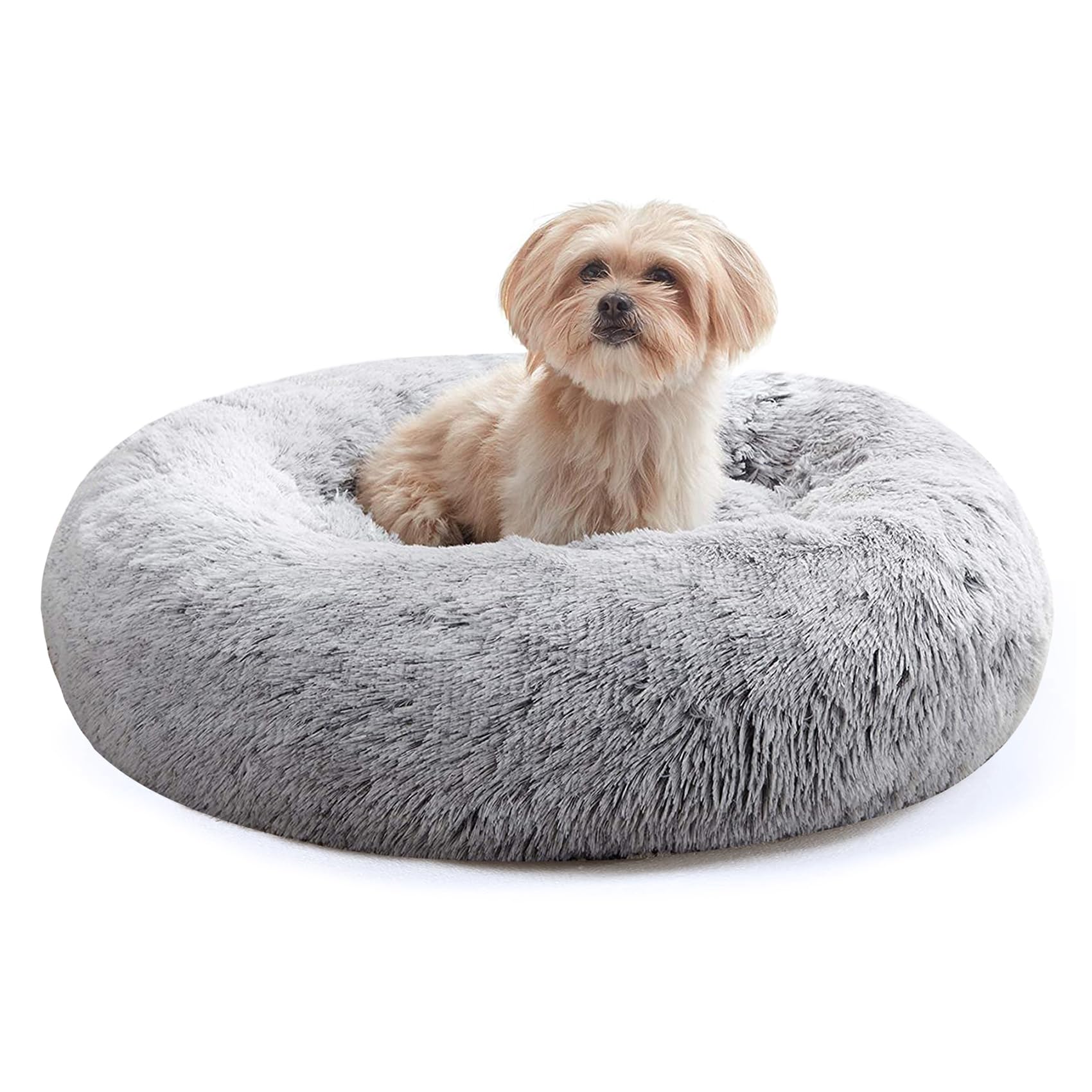 PawCozy Nest: Plush Anti-Anxiety Pet Bed, Light Grey -  by Handbags Specialist Headquarter | Available at Handbags Specialist Headquarter