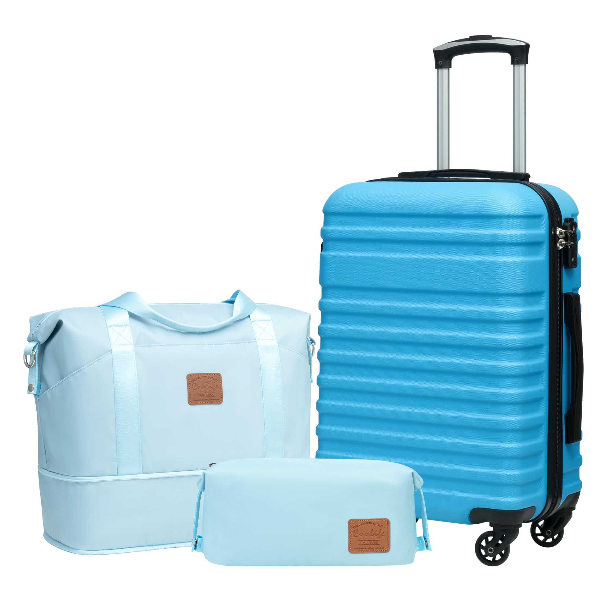 Coolife 3-Piece Hardside Luggage Set - Apricot White