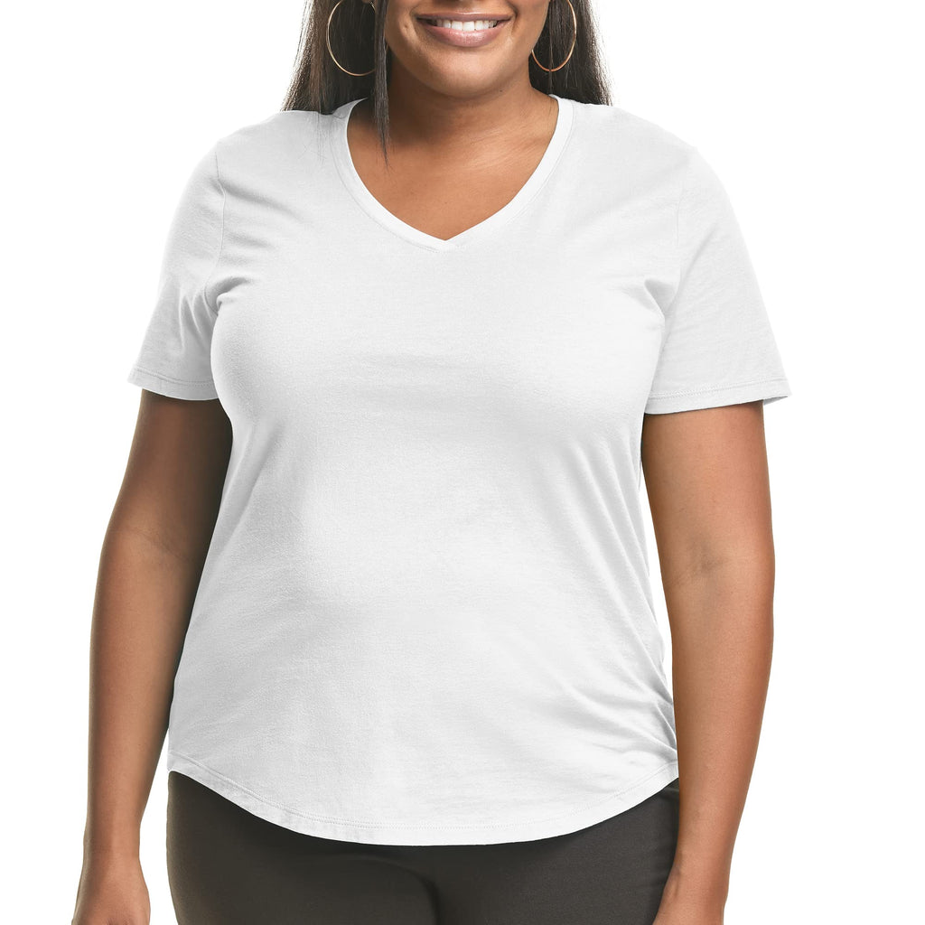 Hanes Plus Size V-Neck Cotton Tee for Women - Women's T Shirts by Handbags Specialist Headquarter | Available at Handbags Specialist Headquarter