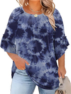 Plus Size Ruffle Sleeve Tunic Top